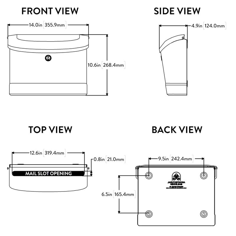 Architectural Mailboxes Princetonâ„¢ Locking, Wall-Mounted Mailbox for Outside, Metal Galvanized Steel Medium Mail Box with Lock and Key Drop Box, Black - Image 5